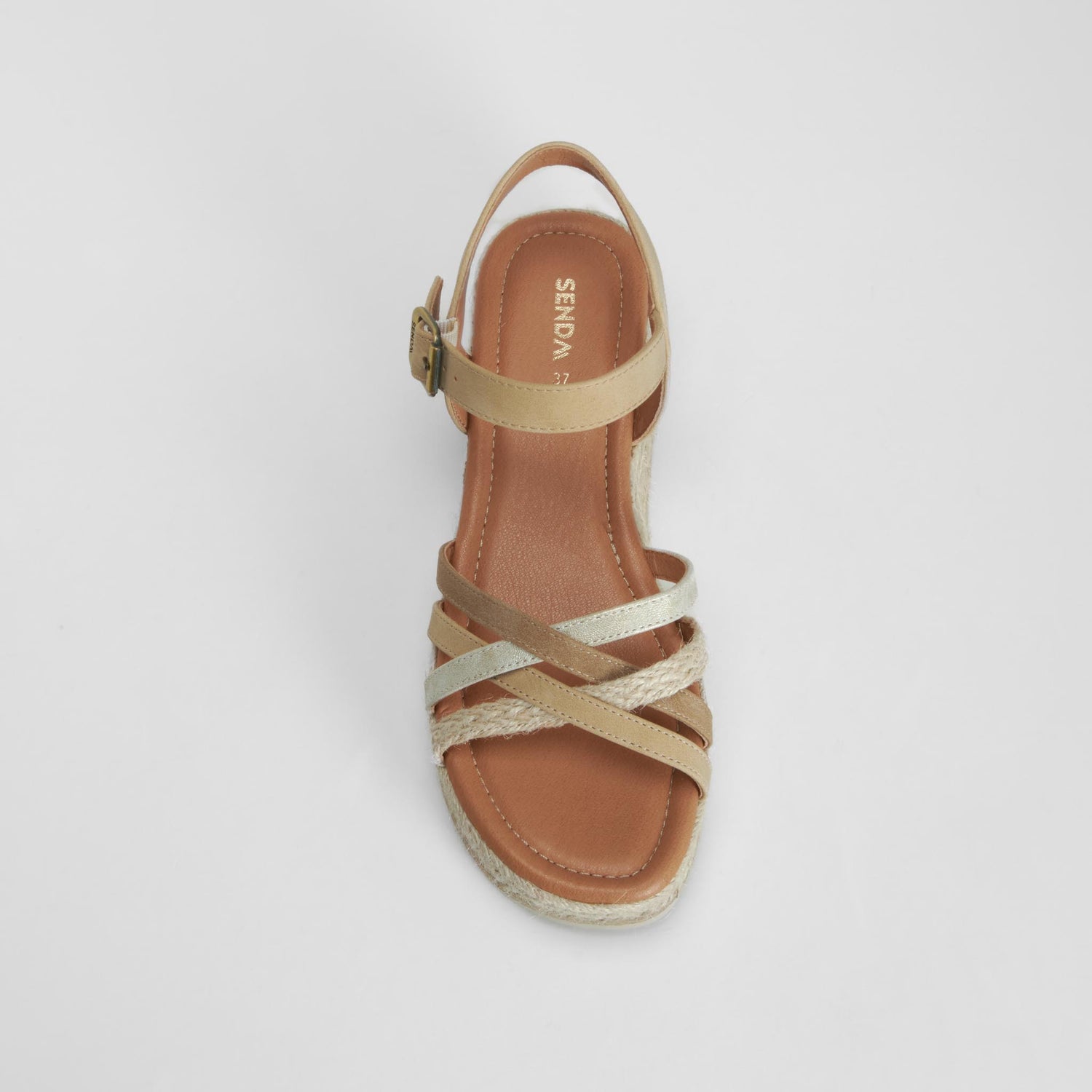 Sandalia cuña yute tiras beige SENDA ROAD