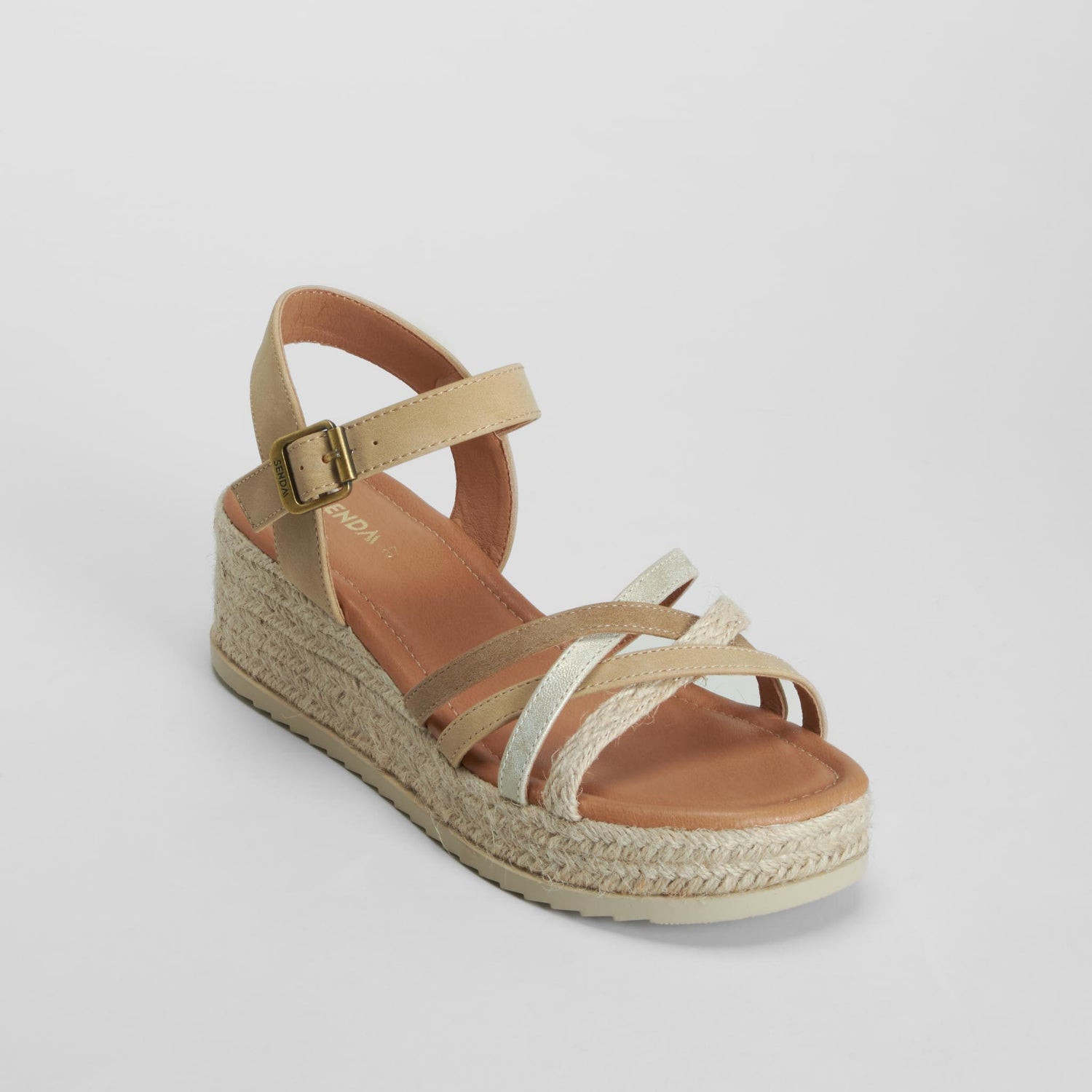 Sandalia cuña yute tiras beige SENDA ROAD