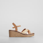 Sandalia cuña tiras cruzadas beige SENDA ROAD