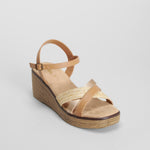 Sandalia cuña tiras cruzadas beige SENDA ROAD
