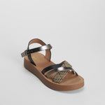Sandalia plana trimaterial negra SENDA ROAD