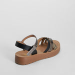 Sandalia plana trimaterial negra SENDA ROAD