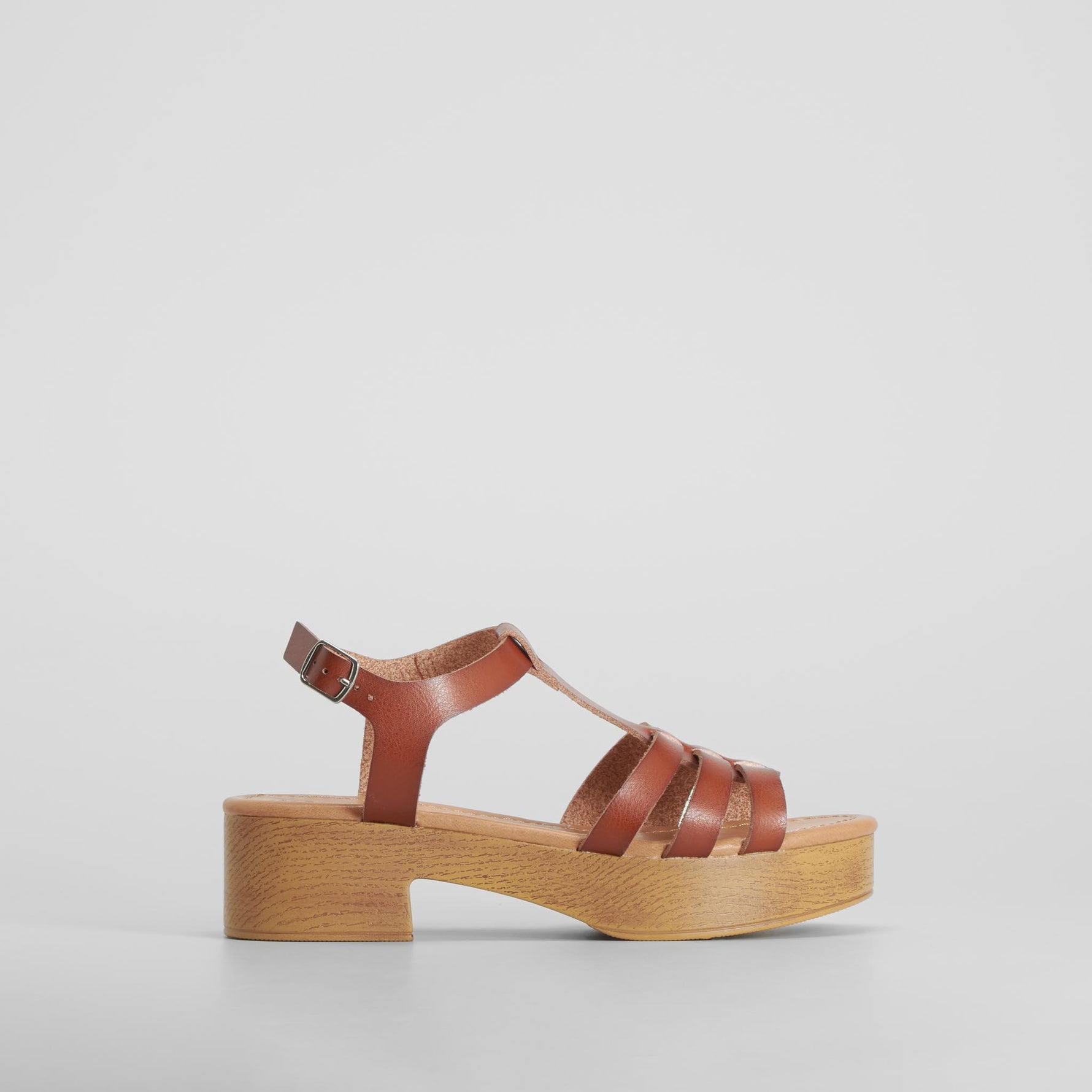 Sandalia tacón madera pulsera marrón SENDA ROAD