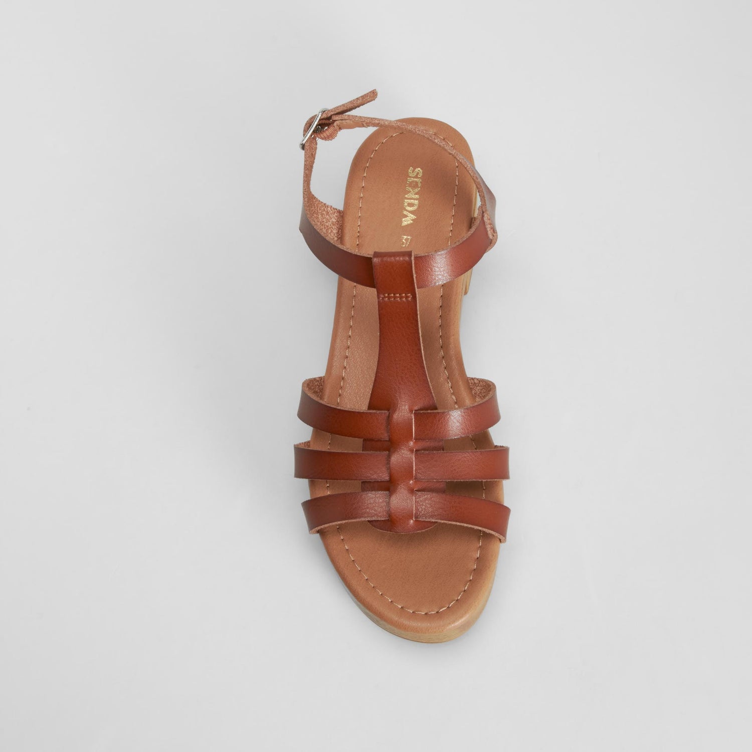 Sandalia tacón madera pulsera marrón SENDA ROAD