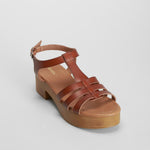 Sandalia tacón madera pulsera marrón SENDA ROAD