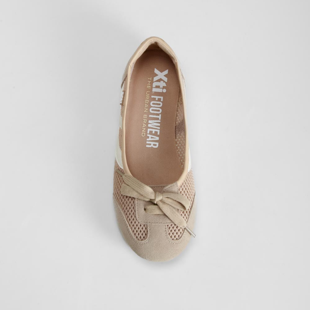 Bailarina rejilla con lazo beige XTI