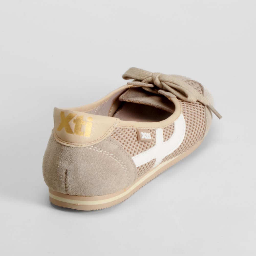 Bailarina rejilla con lazo beige XTI