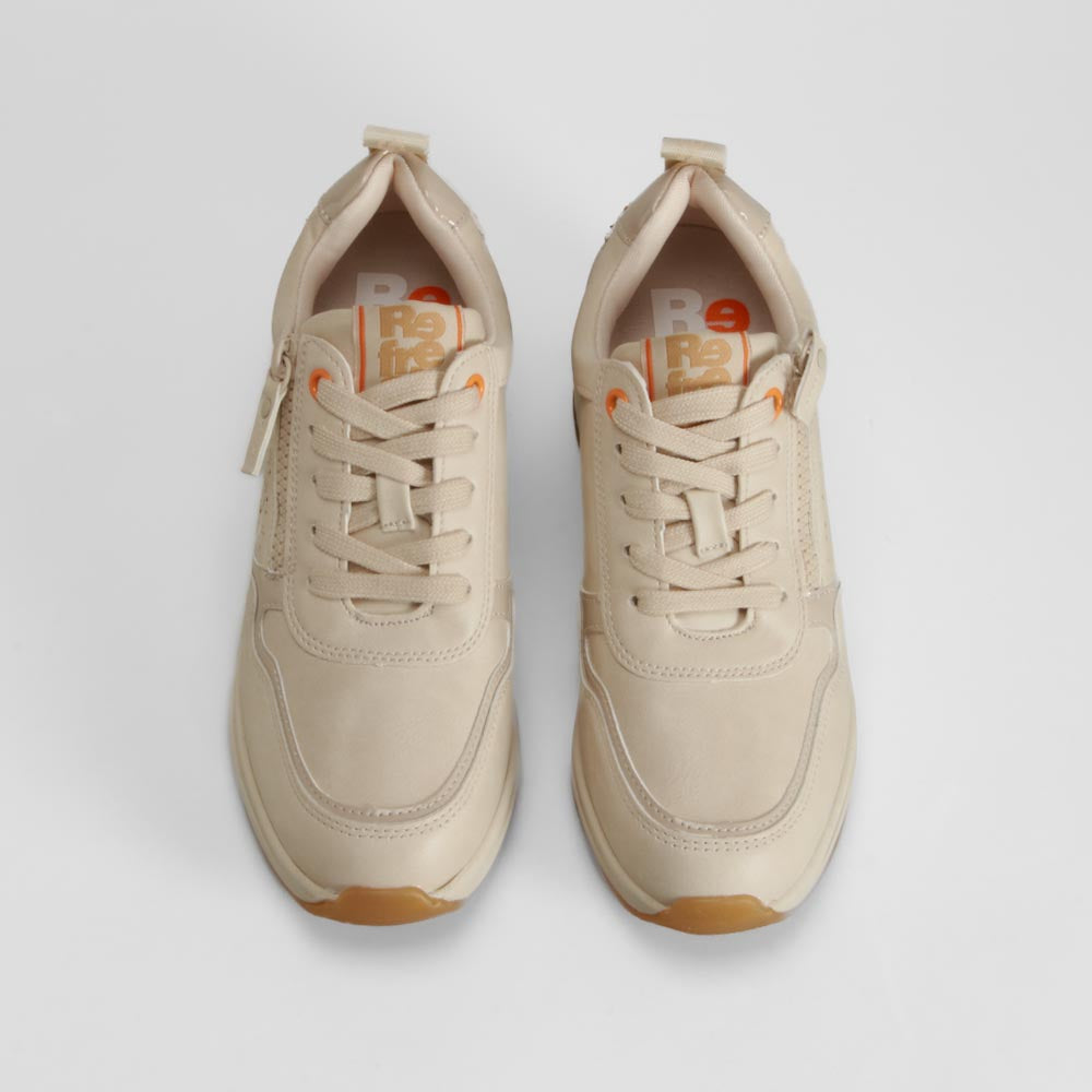 Sneaker cuña troquelada beige REFRESH