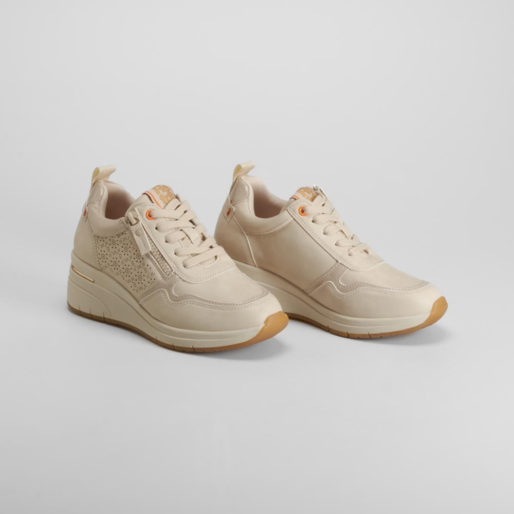 Sneaker cuña troquelada beige REFRESH