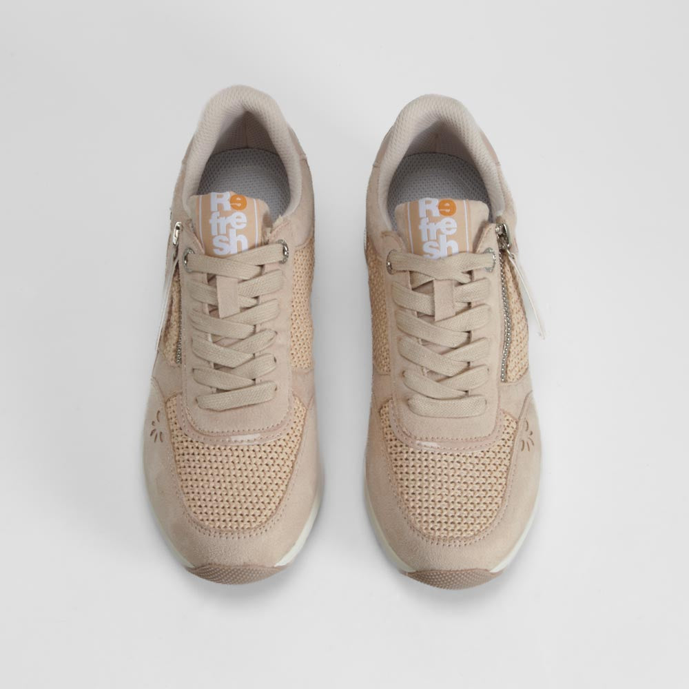 Zapatilla beige con cremallera lateral REFRESH