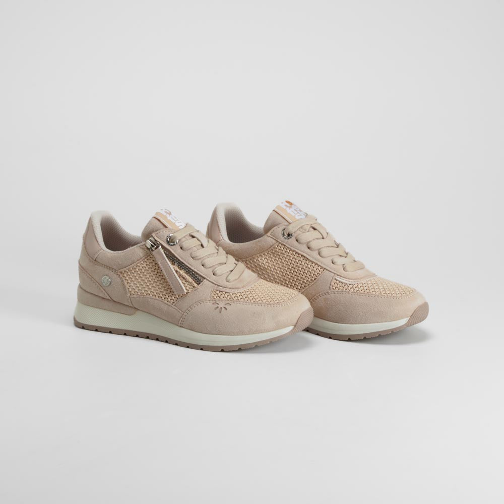 Zapatilla beige con cremallera lateral REFRESH
