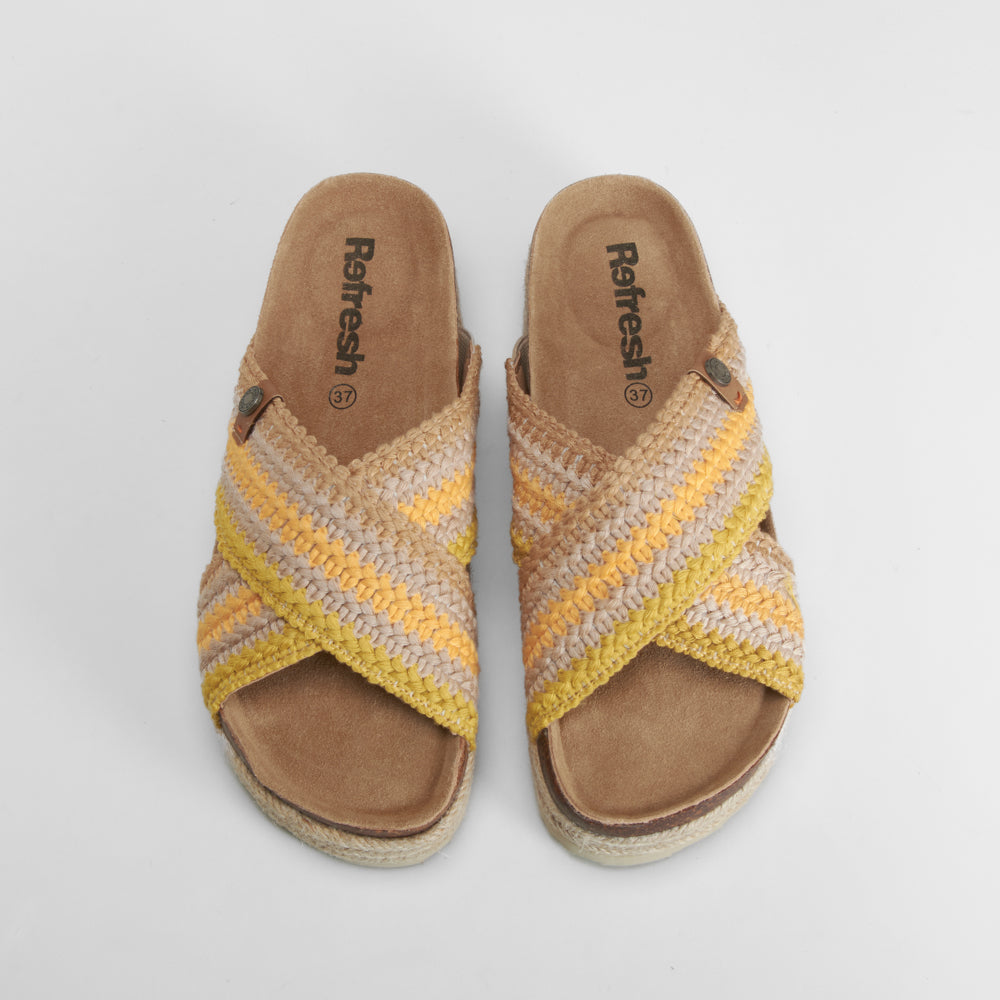 Sandalia bio plataforma crochet beige REFRESH