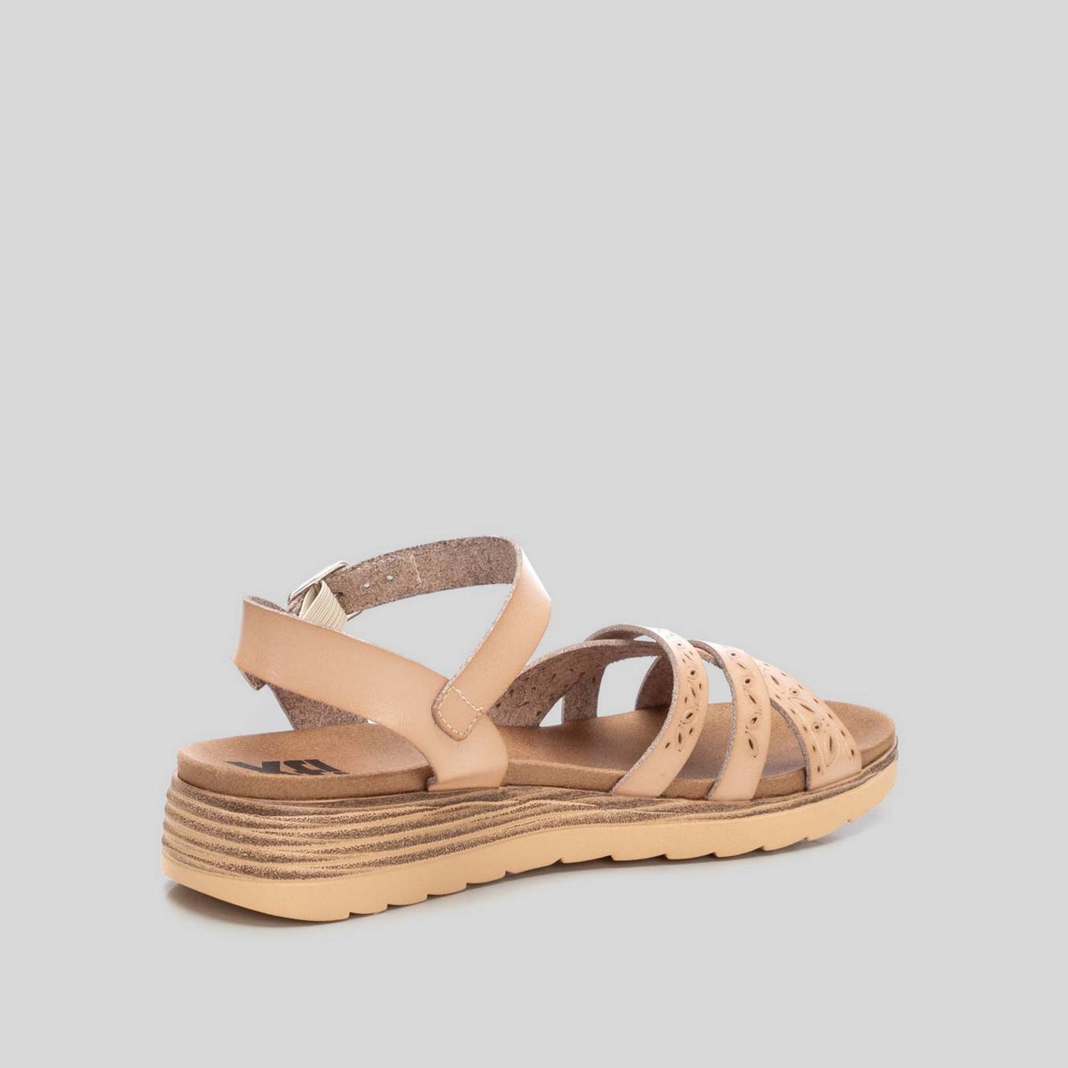 Sandalia cuña tres tiras beige XTI