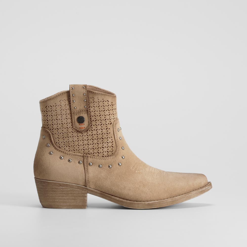 Botín campero beige tacón bajo REFRESH