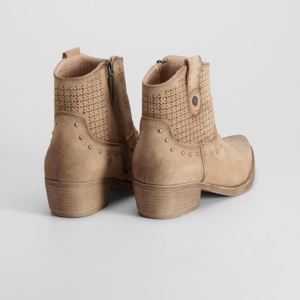 Botín campero beige tacón bajo REFRESH