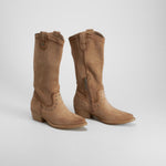 Bota campera alta beige tacón bajo REFRESH
