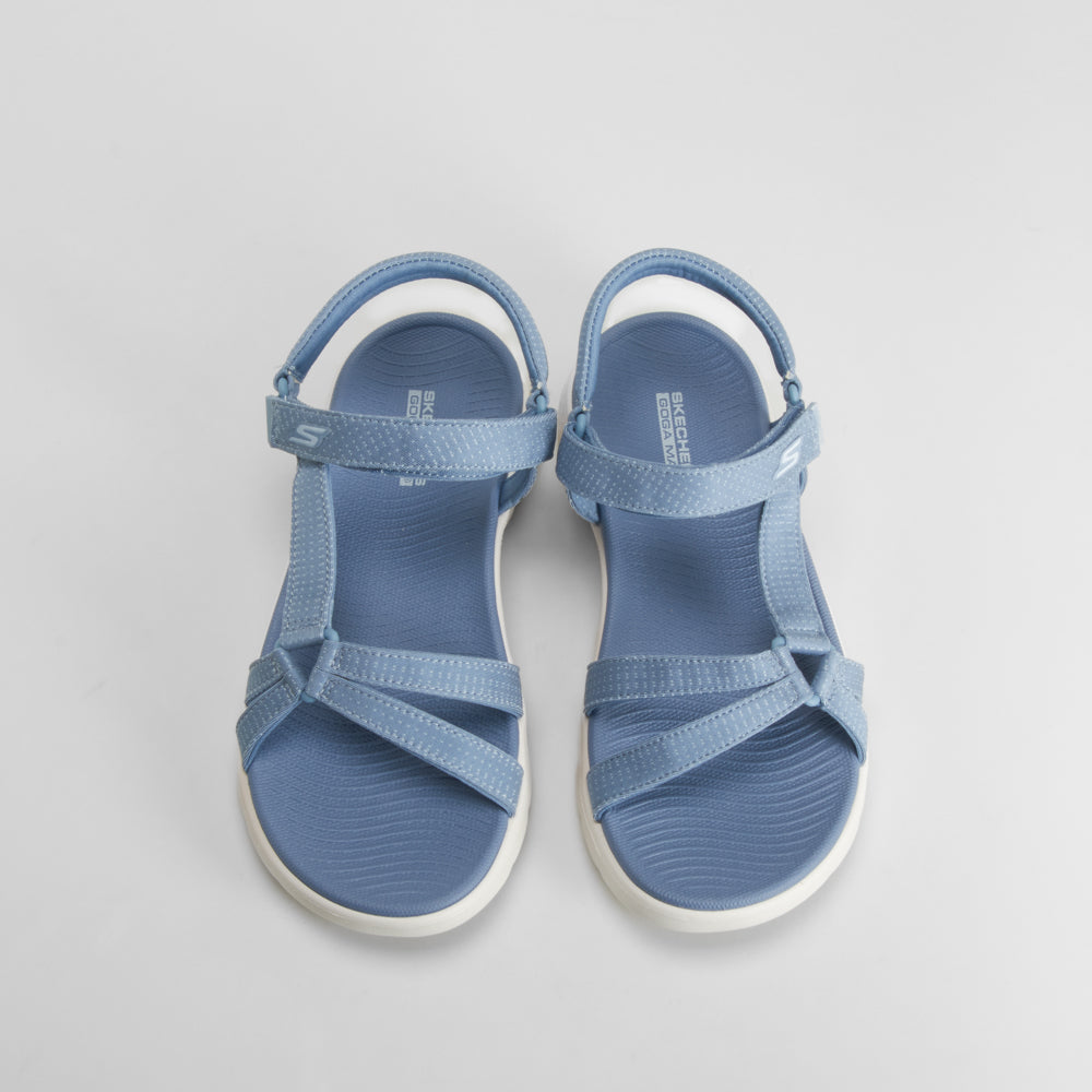 Sandalia azul suela blanca cómoda SKECHERS