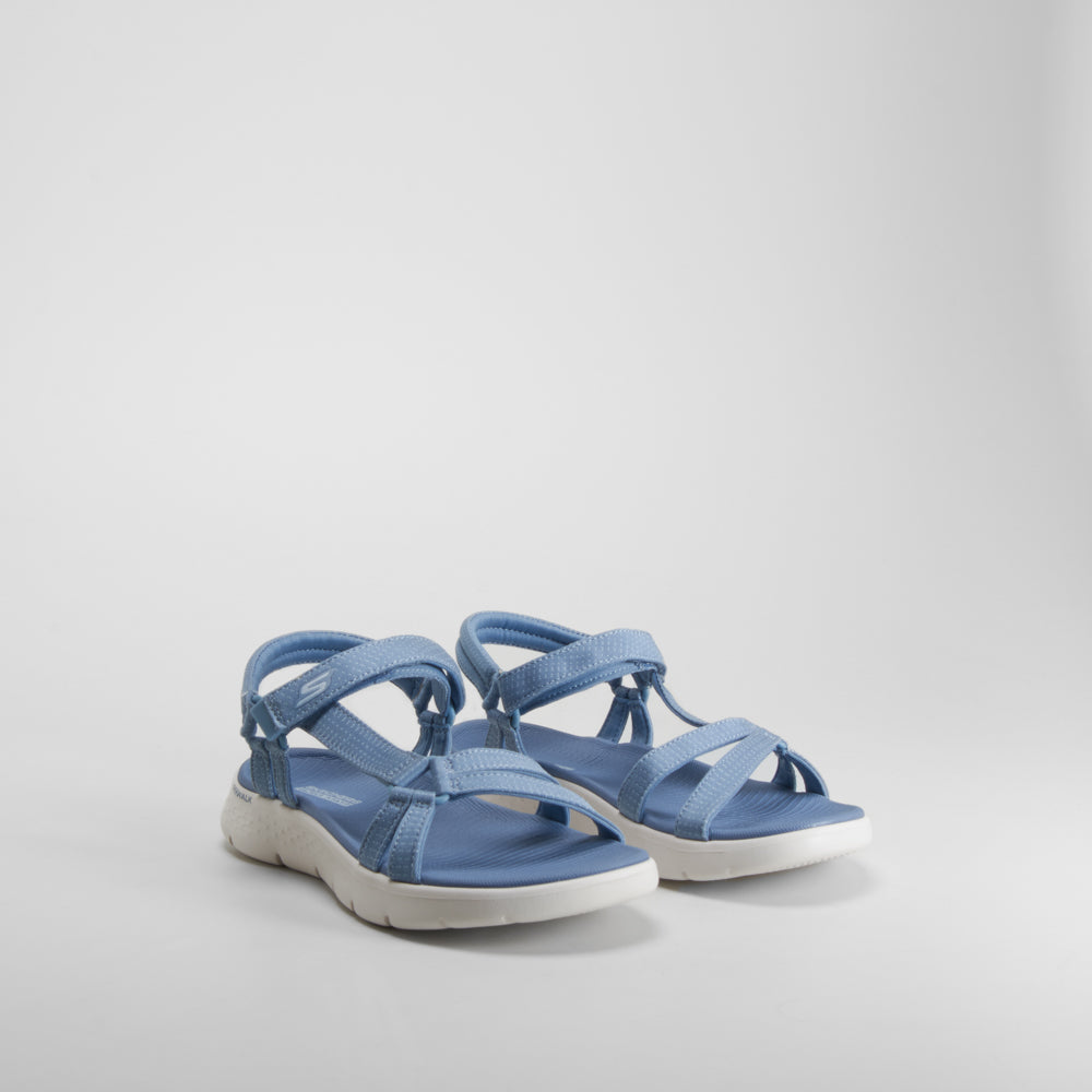 Sandalia azul suela blanca cómoda SKECHERS