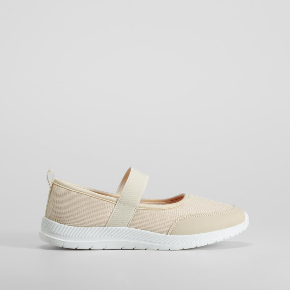 Bailarina deportiva beige con tira elástica UTWO