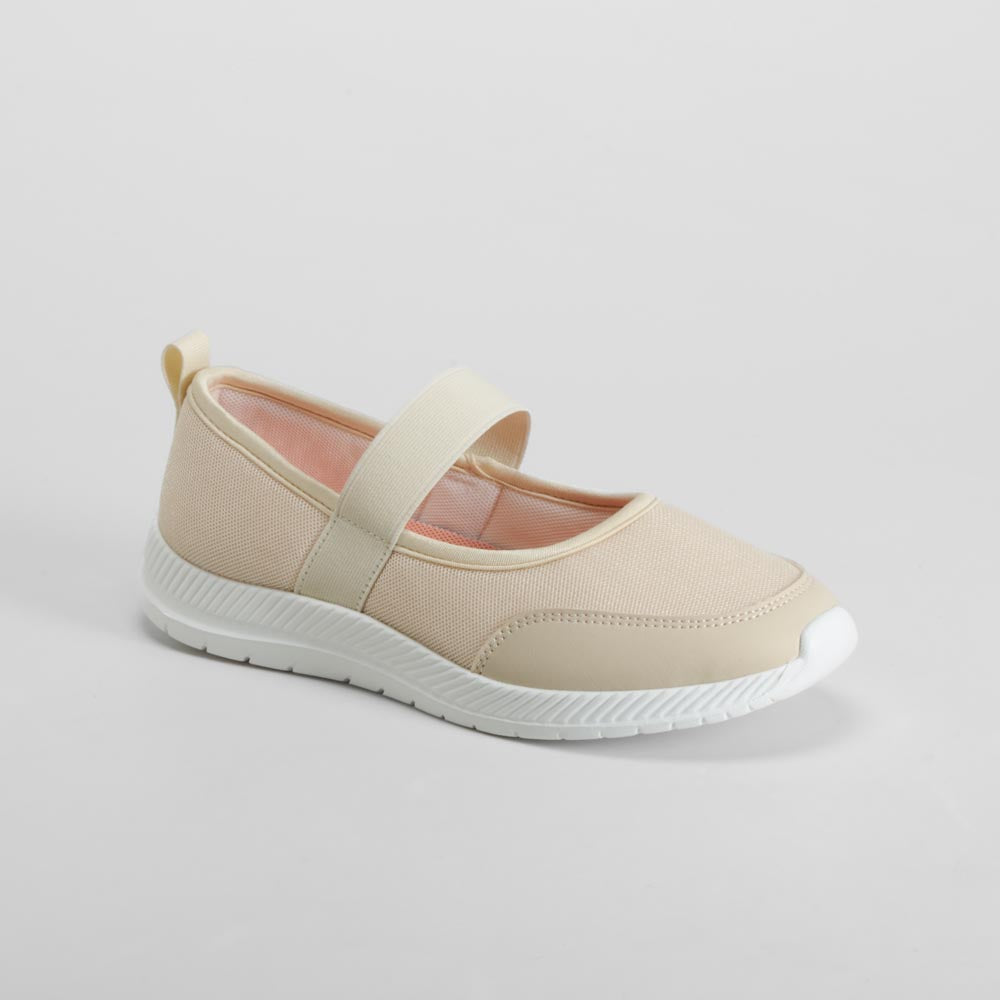 Bailarina deportiva beige con tira elástica UTWO