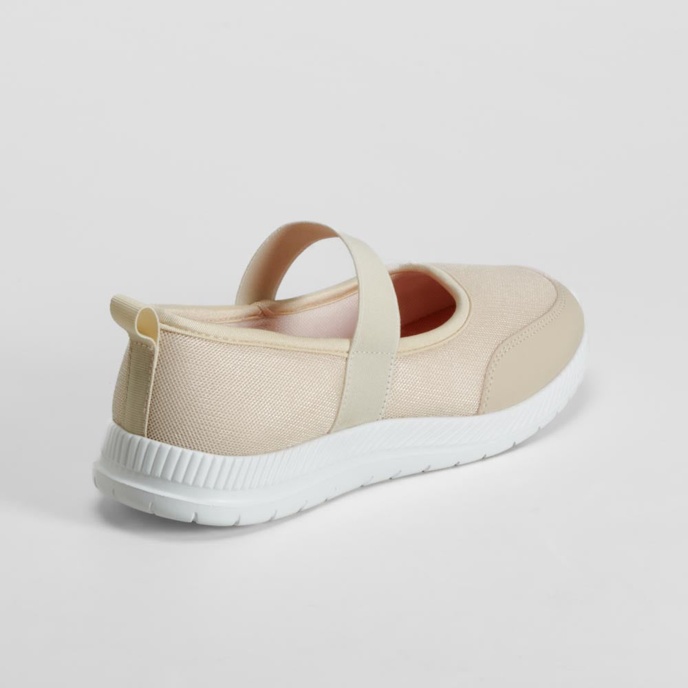 Bailarina deportiva beige con tira elástica UTWO