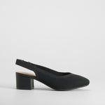 Zapato tacón medio destalonado negro COMFEET