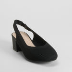 Zapato tacón medio destalonado negro COMFEET