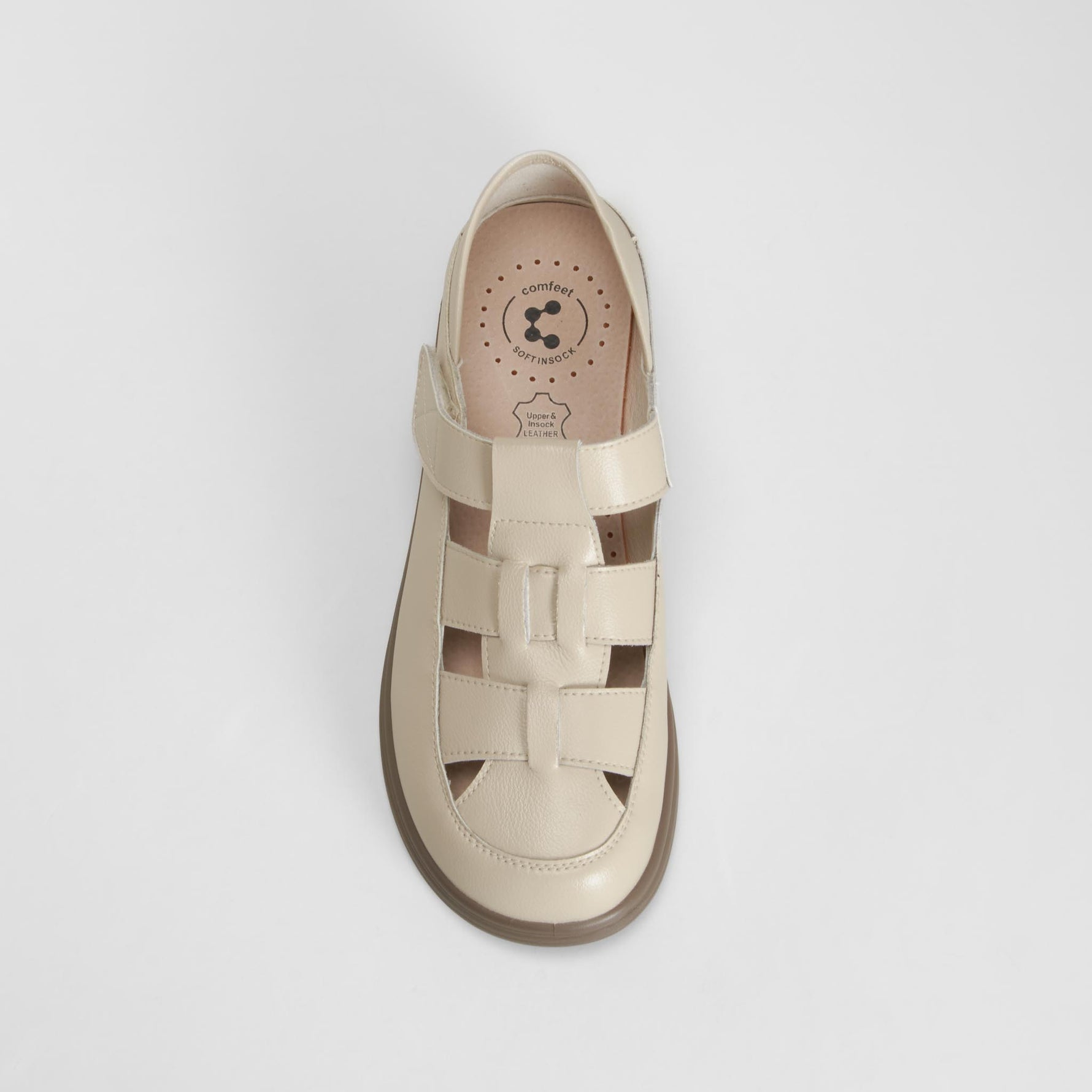 Sandalia plana cerrada piel beige COMFEET