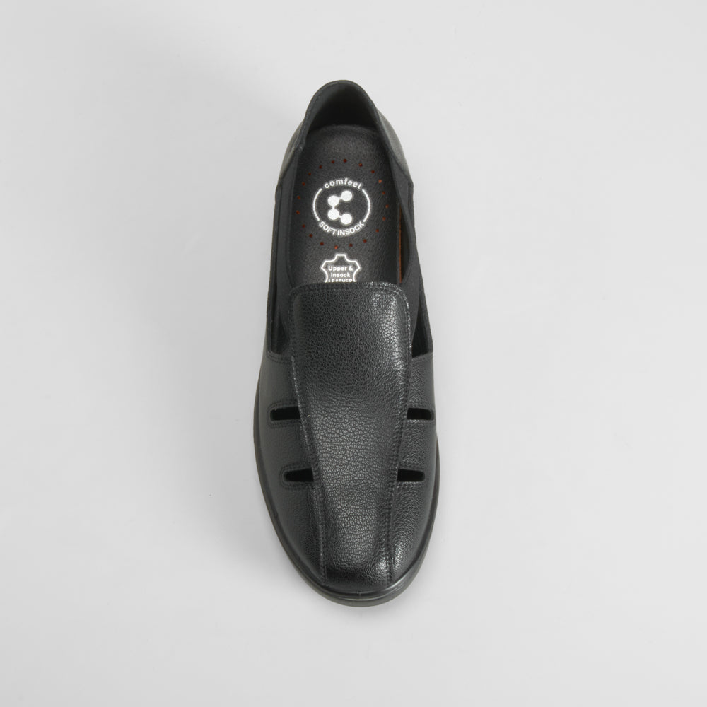 Sandalia casual piel negra COMFEET