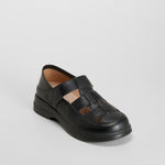Sandalia plana cerrada piel negra COMFEET