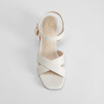Sandalia tacón cruzada blanco COMFEET