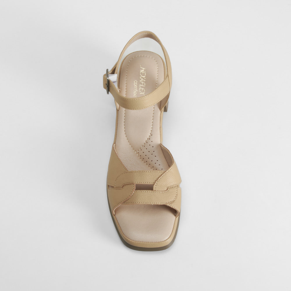 Sandalia tacón Hexaflex oro COMFEET