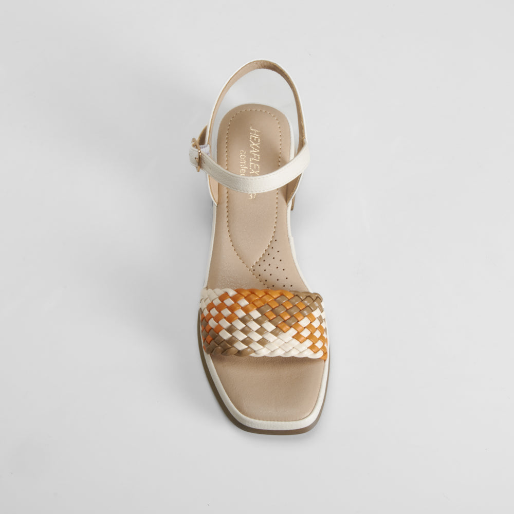 Sandalia tacón bajo trenza multicolor COMFEET