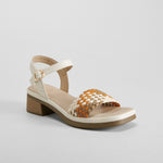 Sandalia tacón bajo trenza multicolor COMFEET