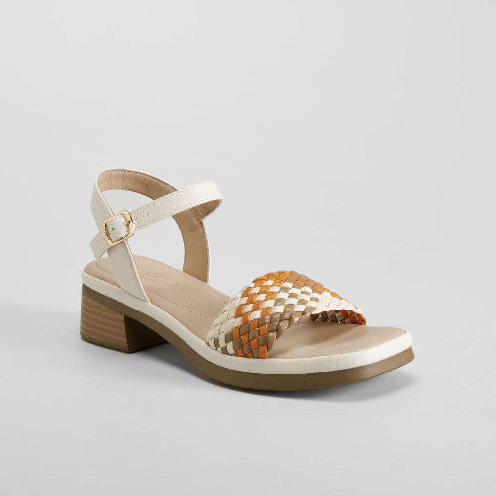 Sandalia tacón bajo trenza multicolor COMFEET