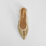 Bailarina abierta tacón bajo beige FOSCO