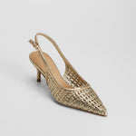 Zapato tacón destalonado trenzado beige FOSCO