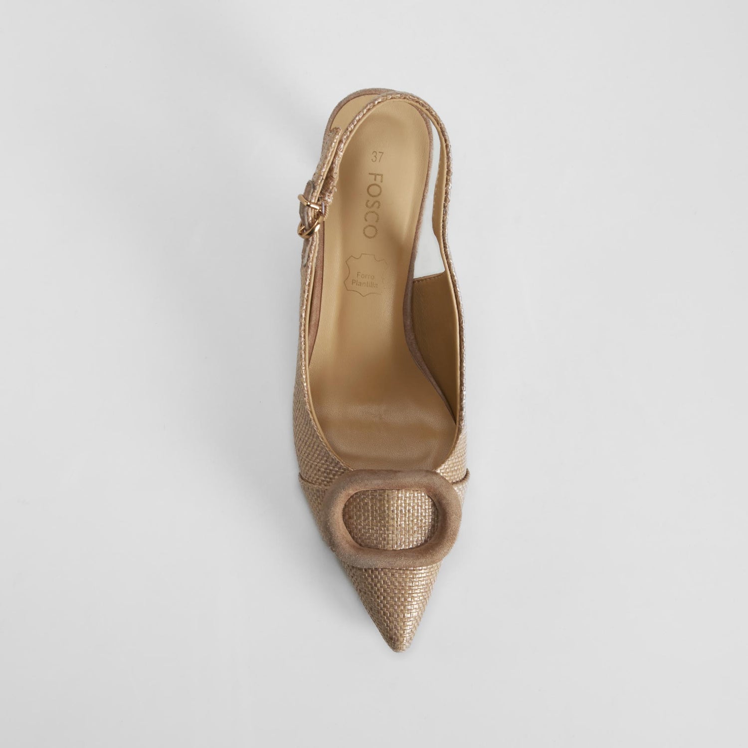 Zapato salón destalonado rafia beige FOSCO