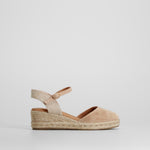 Sandalia cuña yute piel beige FOSCO