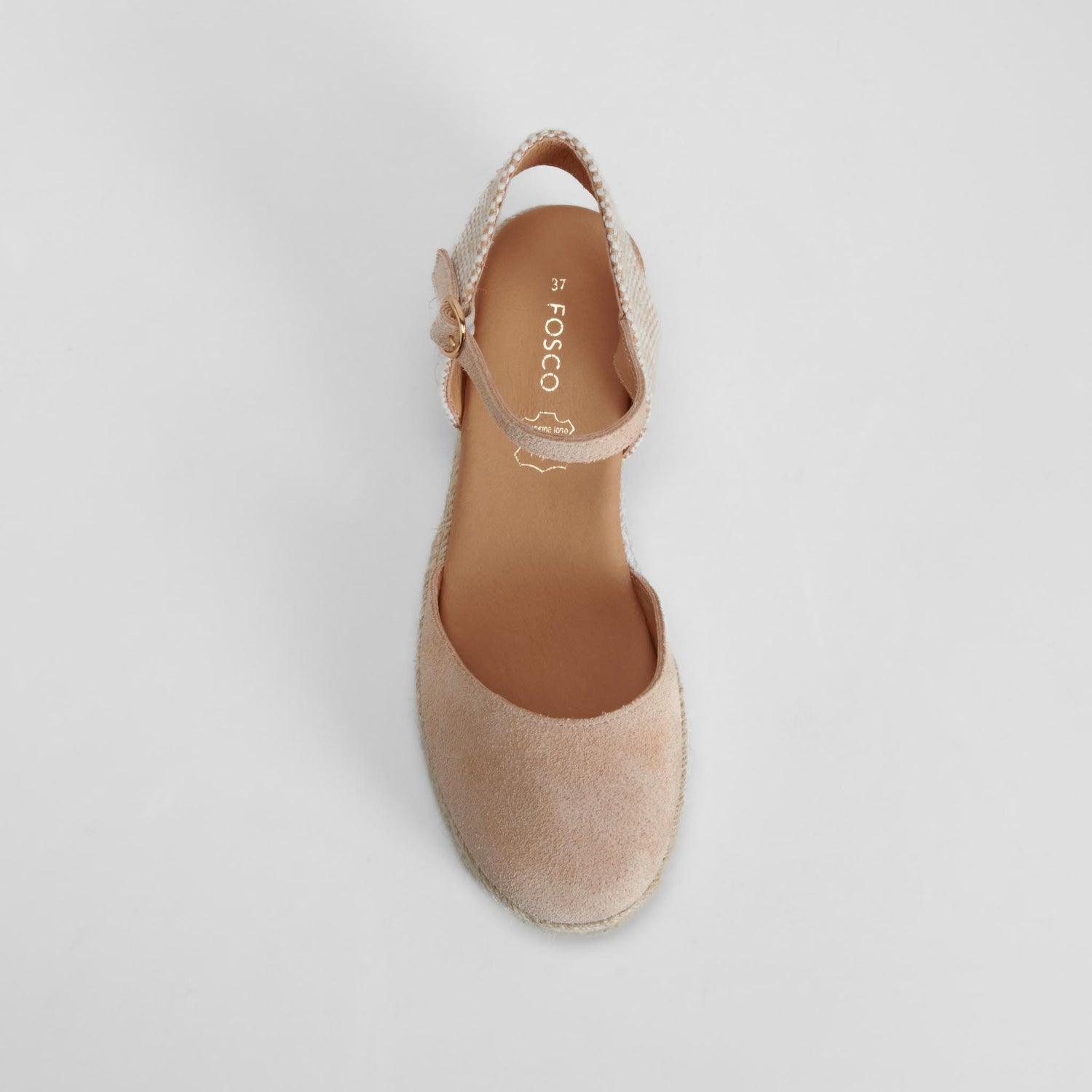 Sandalia cuña yute piel beige FOSCO