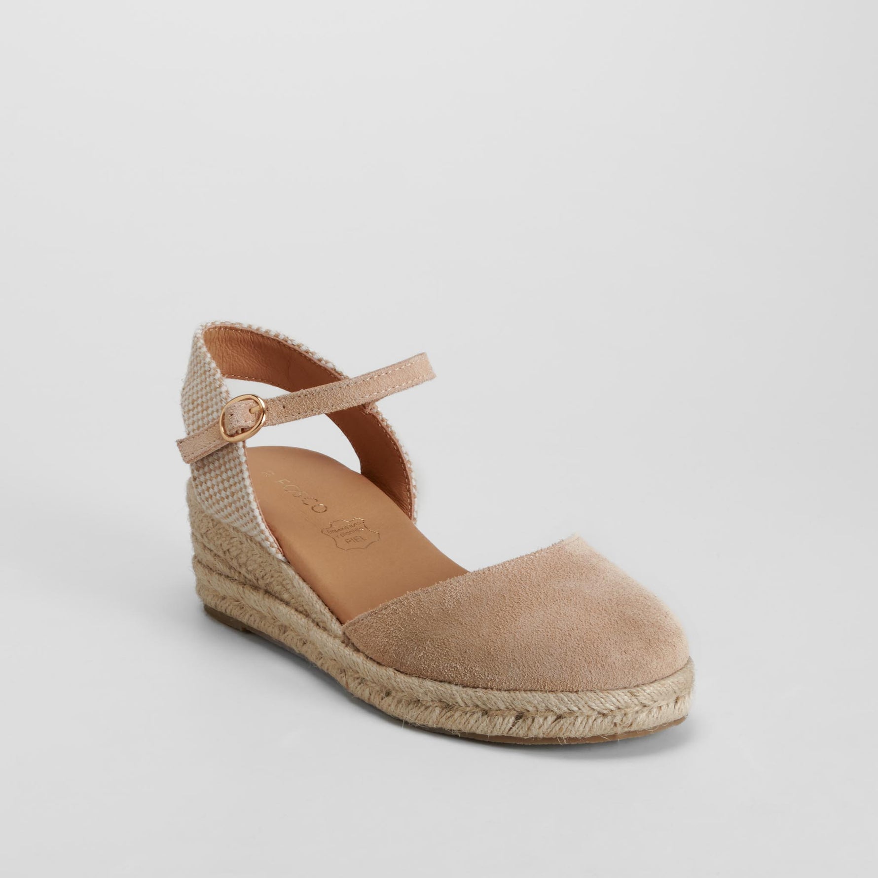 Sandalia cuña yute piel beige FOSCO