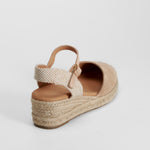 Sandalia cuña yute piel beige FOSCO
