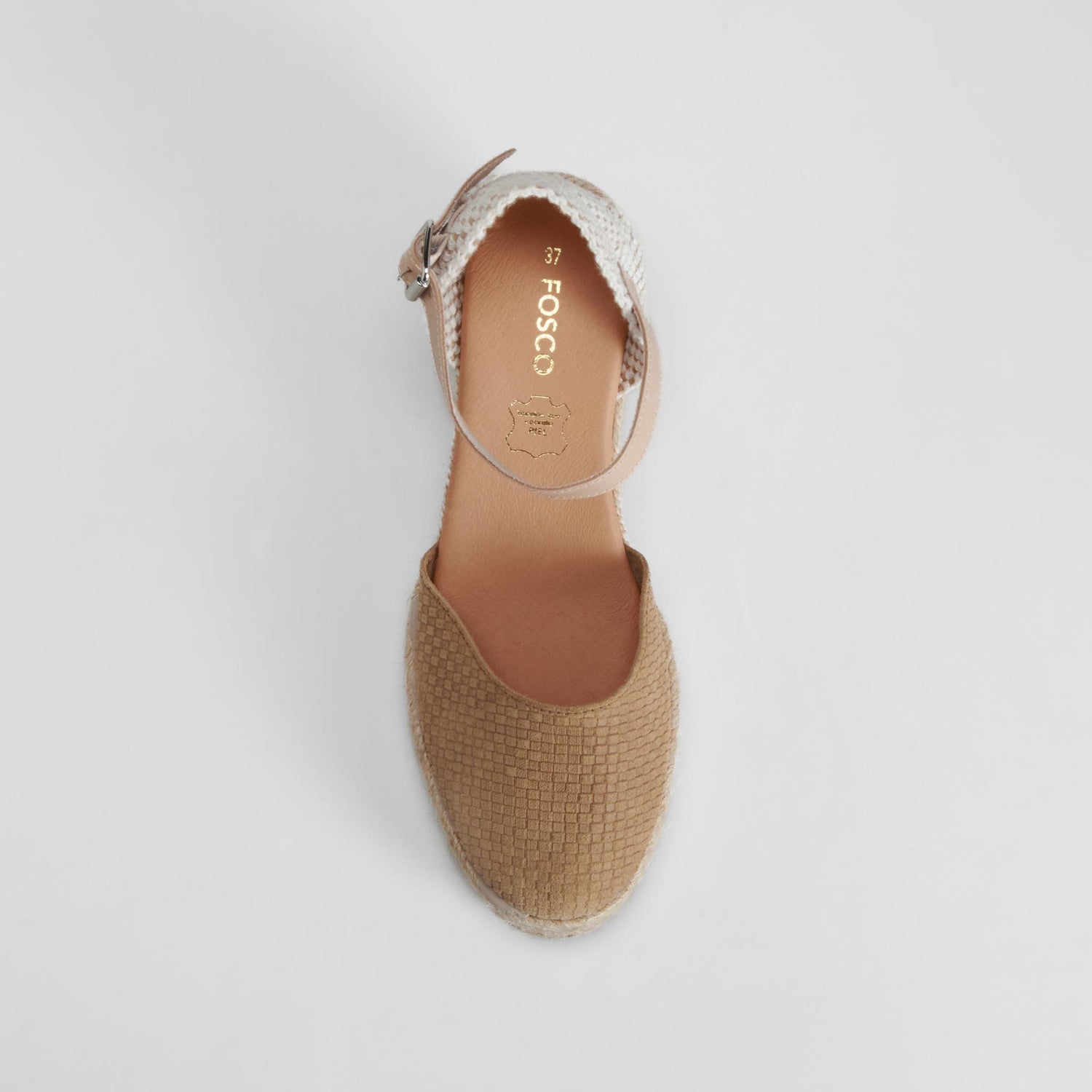 Alpargata cuña beige piel FOSCO