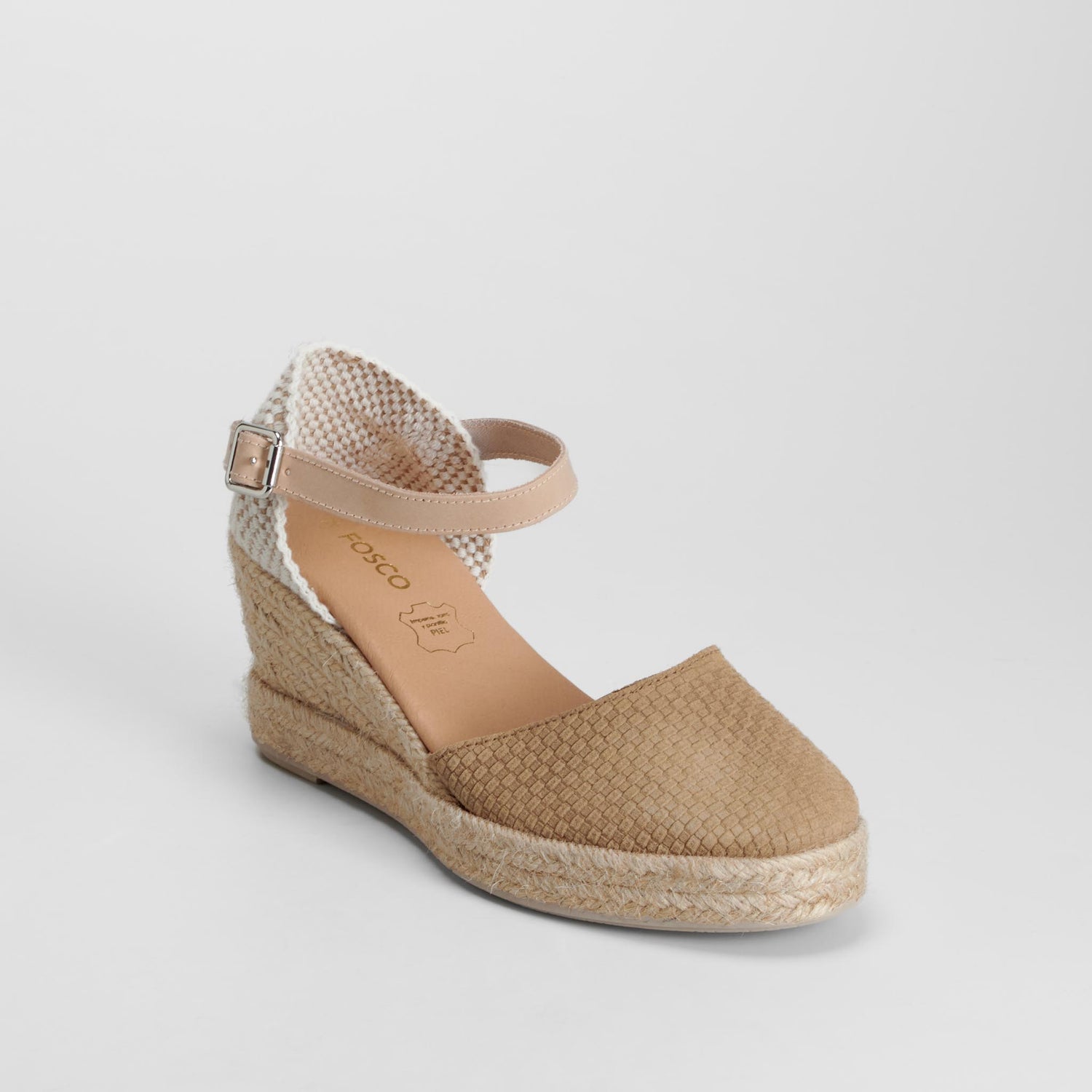 Alpargata cuña beige piel FOSCO