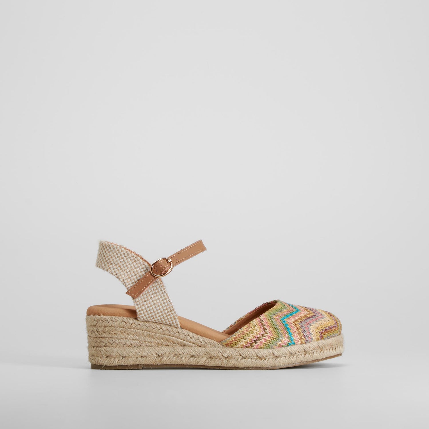 Sandalia cuña yute multicolor FOSCO