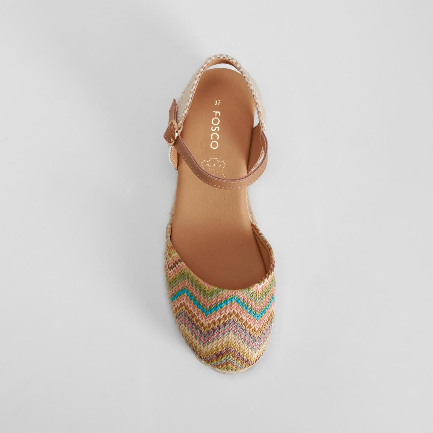 Sandalia cuña yute multicolor FOSCO