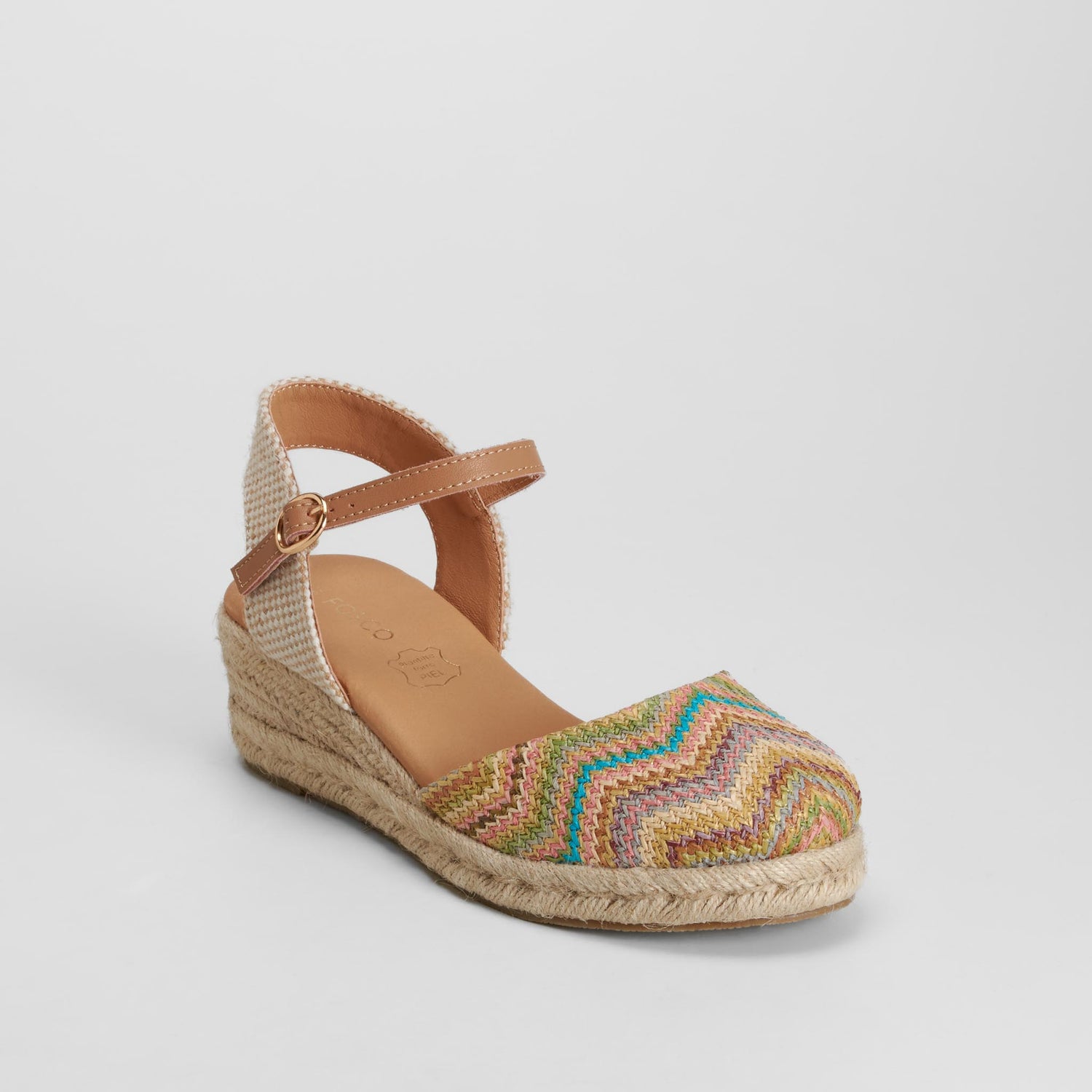 Sandalia cuña yute multicolor FOSCO