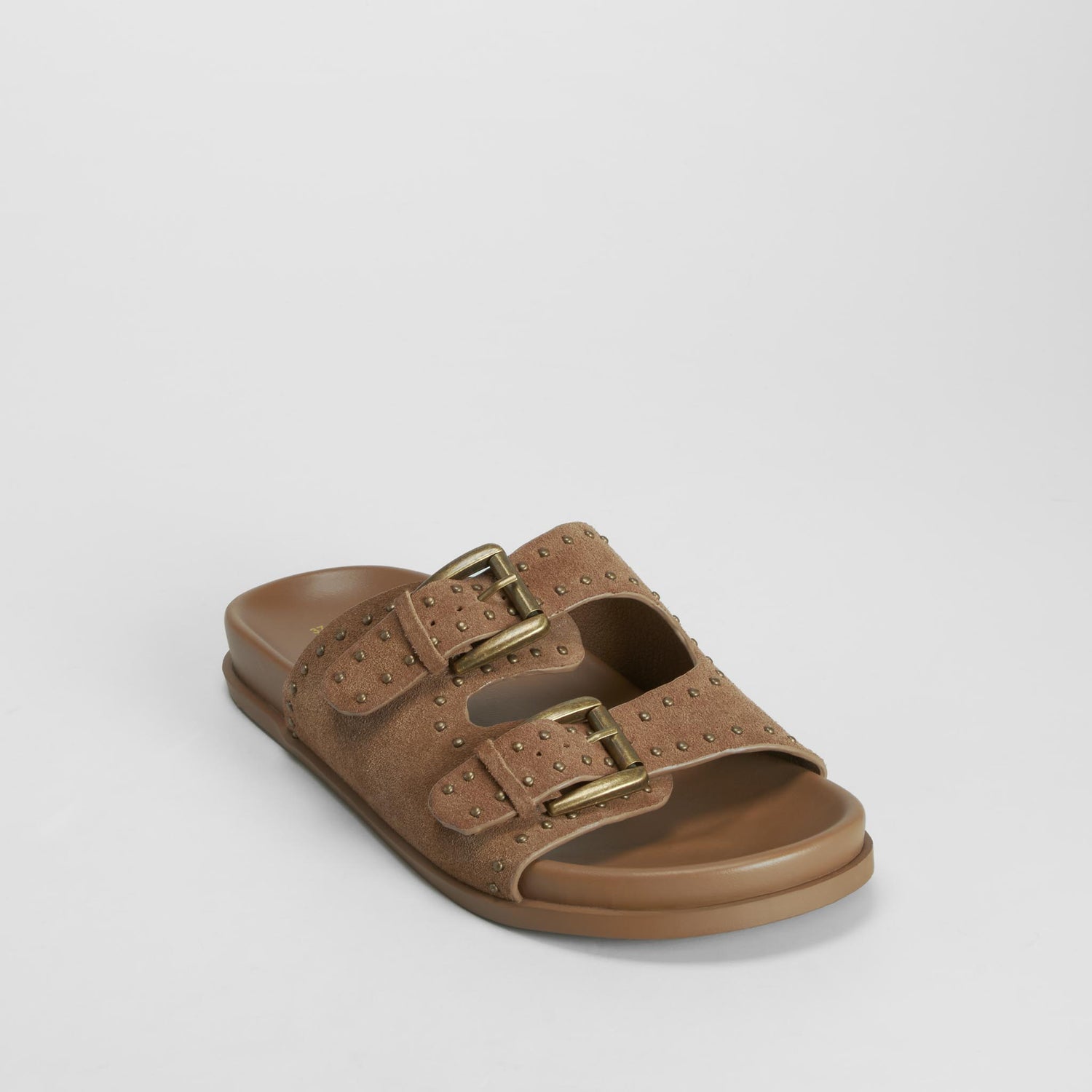Sandalia bio tachas hebillas piel marrón FOSCO