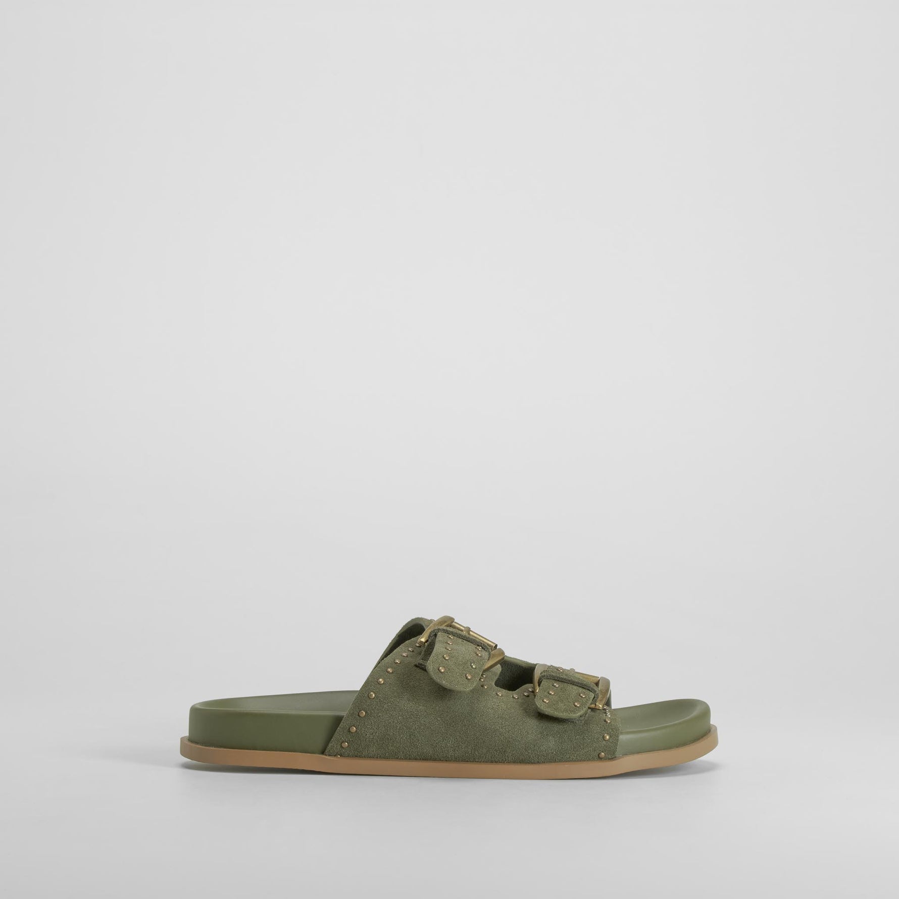 Sandalia bio tachas piel verde FOSCO