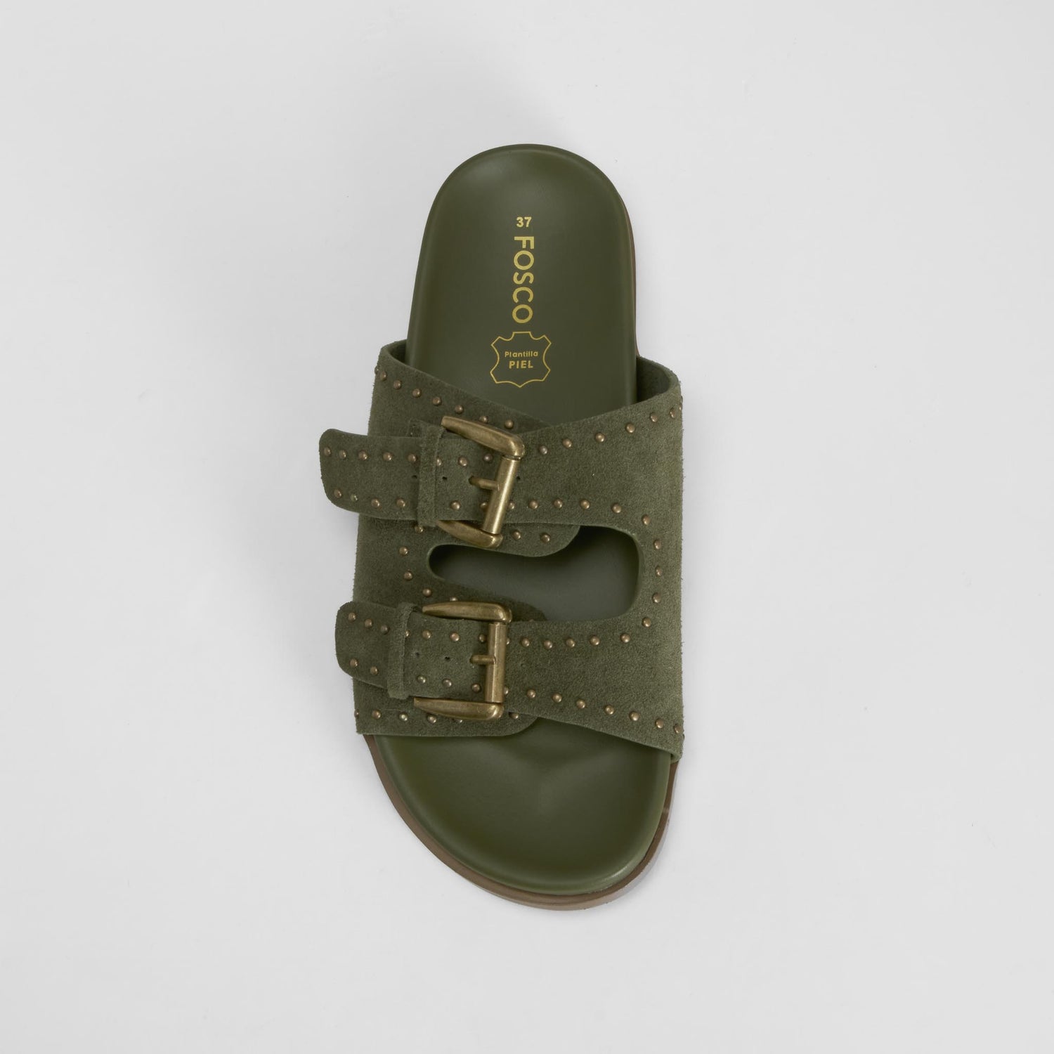 Sandalia bio tachas piel verde FOSCO